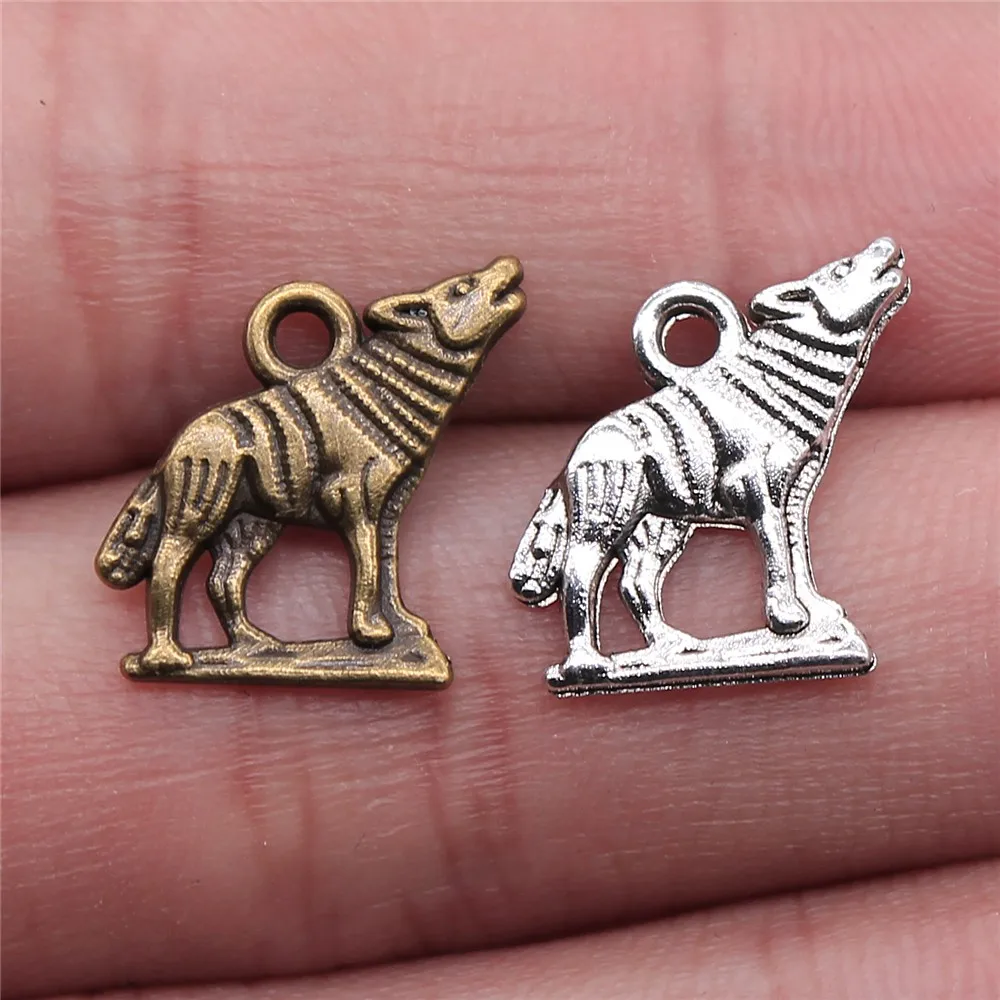 

300pcs 15x15mm Charm Howl Wolf Howl Wolf Charm For Jewelry Making Antique Silver Color Wolf Charm