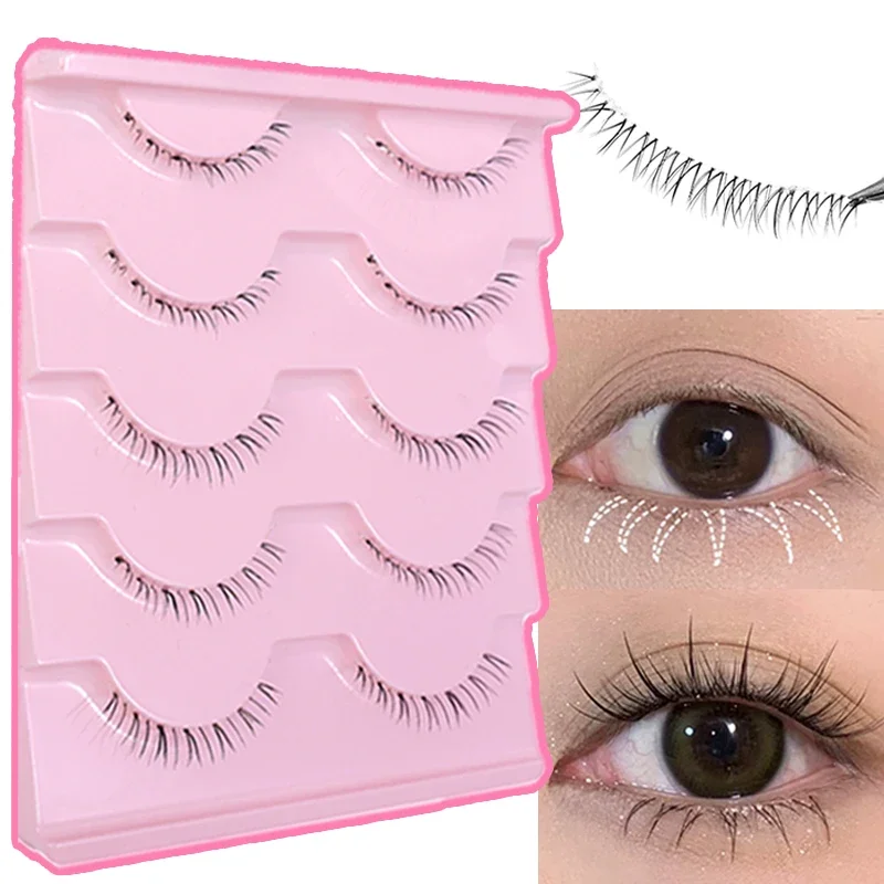 

Manga Lower Eyelashes 5 Pair Fluffly Fashion Natural Under Lashes Handmade Transparent Stems Under Eyelash Extension Makeup Tool