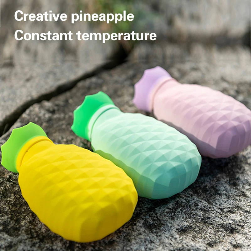 

Reusable Hand Warmer Cartoon Pineapple Watering Silicone Bag Handheld Warm/Cool Dual Use Handbag for Sports Winter Dropship