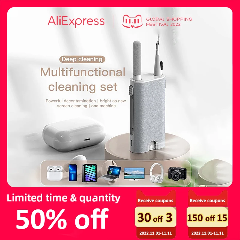 

Headphone cleaning brush set 5in1 for iPhone 14Pro max camera tablet TV screen Portable spray cleaning pen for Airpod Pro 3 2 1