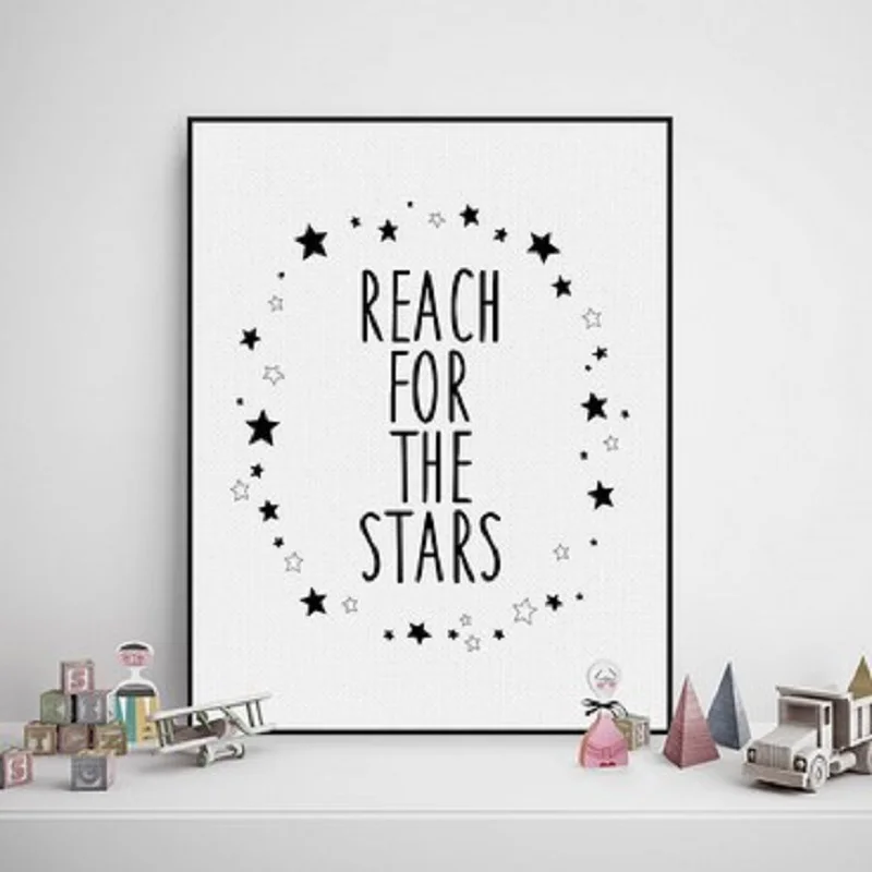 

Angel's Art Unframed Reach For The Stars Quotes Print Modern Wall Decor Poster