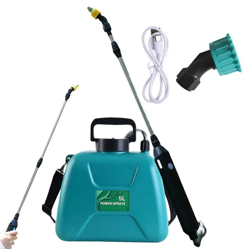 Electric Watering Sprayer 5L Garden Sprayer For Lawn Garden Liquid Sprayer With Telescopic Wand 2 Spray Nozzles And Adjustable