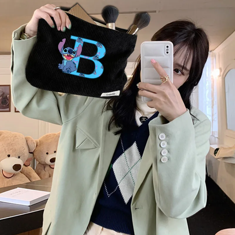 Disney Lilo &amp Stitch A-Z 26 Letter Makeup Bag для женщин органайзер туалетных принадлежностей