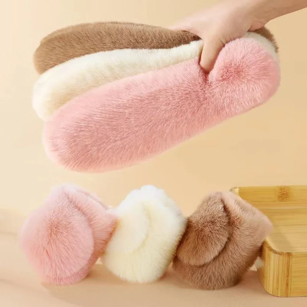 

Теплые плюшевые стельки из ангорской пряжи, зимние женские стельки для обуви, толстые дышащие мягкие стельки из искусственного кроличьего меха для женщин, 2 пары