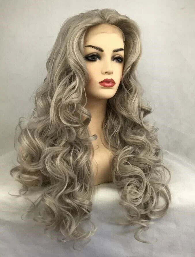 Парик Платиновый светлый из человеческих волос полностью кружевной