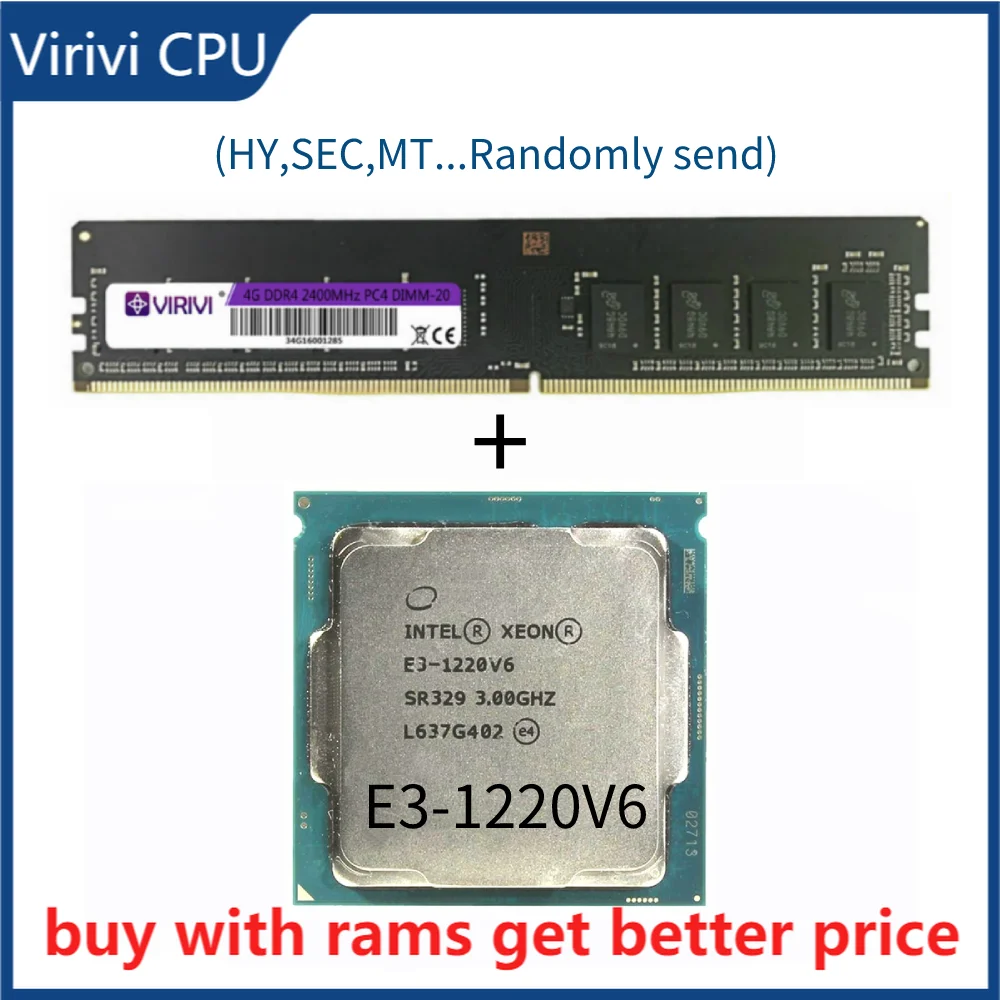 

DDR4 4G 2400Mhz with E3-1220V6 CPU 3.00GHz 8M 72W LGA1151 Quad-core processor