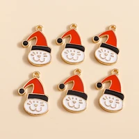 10pcs cartoon enamel christmas santa claus hat charms pendants for making women fashion earrings necklaces diy jewelry findings