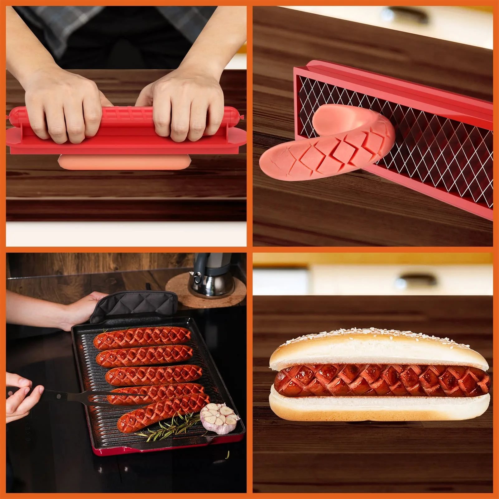 

Slot Dog Cutter Multifunctional Hotdog Slicer Outdoor Camping Grilling Hot Dog Cutter BBQ Spiral Grilling Kitchen Tool For