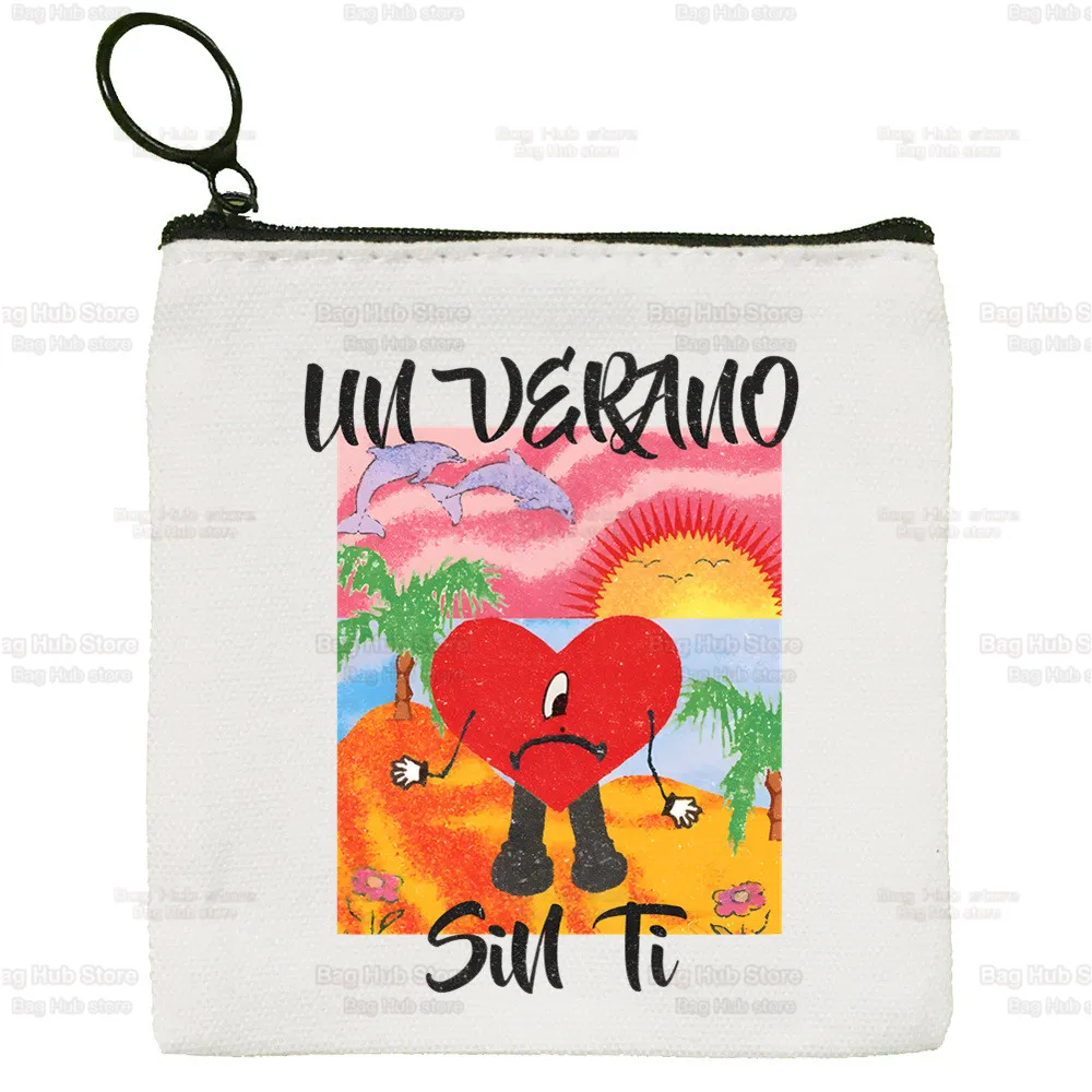 Un Verano Sin Ti Music Album Cute Mini Coin Purse Canvas Student Wallet Coin Case Zipper Hand Female Key Case