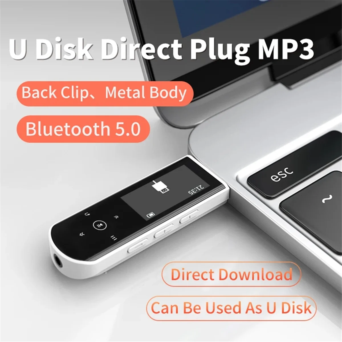 Фото X69 USB MP3-плеер, Bluetooth-плеер, мини-плеер с клипсой для спорта, шагомер, поддержка FM-радио, запись, электронная книга (без TF-карты) №5