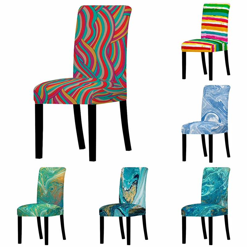 

Flow Pattern Chair Cover Kitchen Anti-fouling Protective Cover Removable Spandex Stretch Cover Living Room Supplies Washable