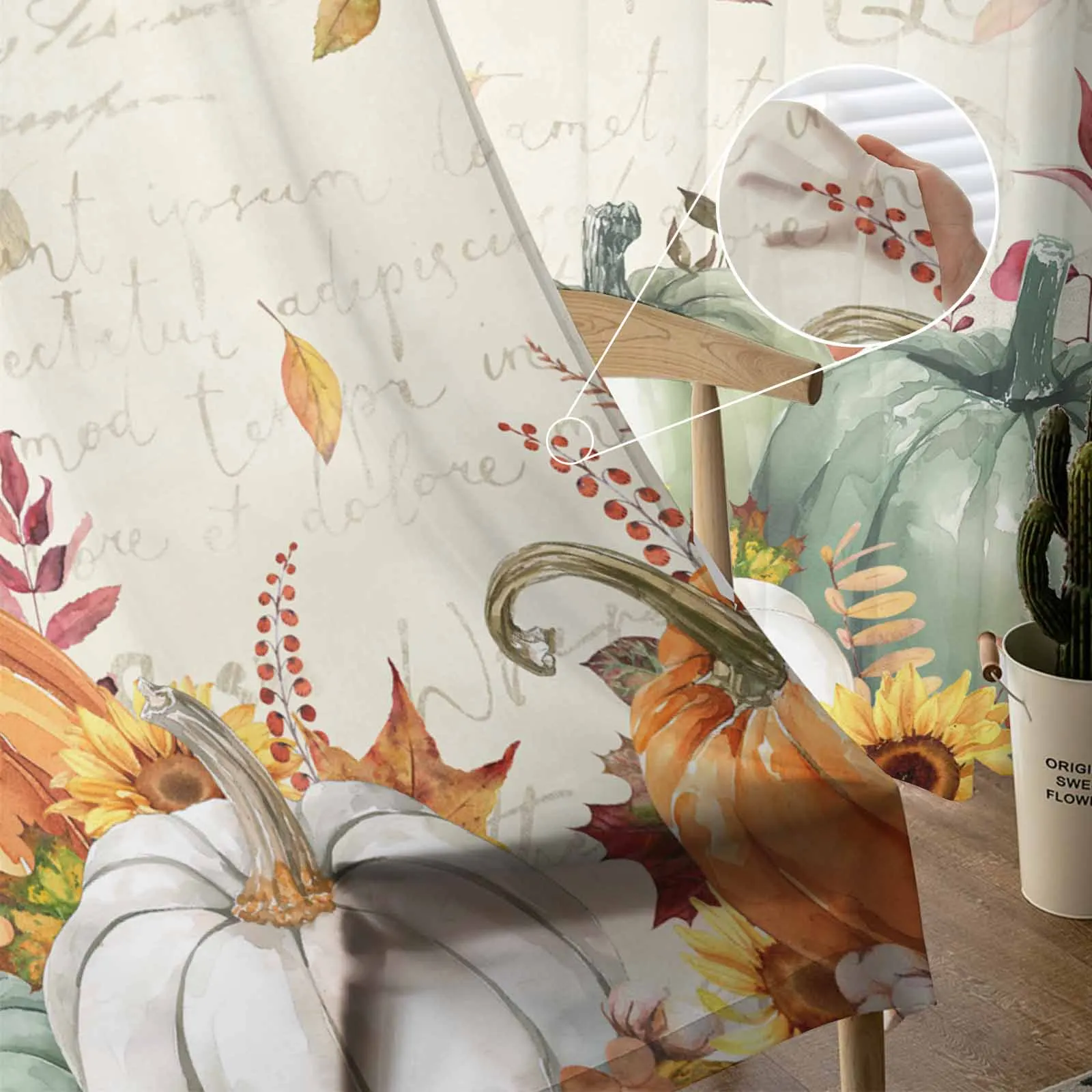 Тюлевые шторы из эвкалипта для гостиной Осенние полупрозрачные Оконные