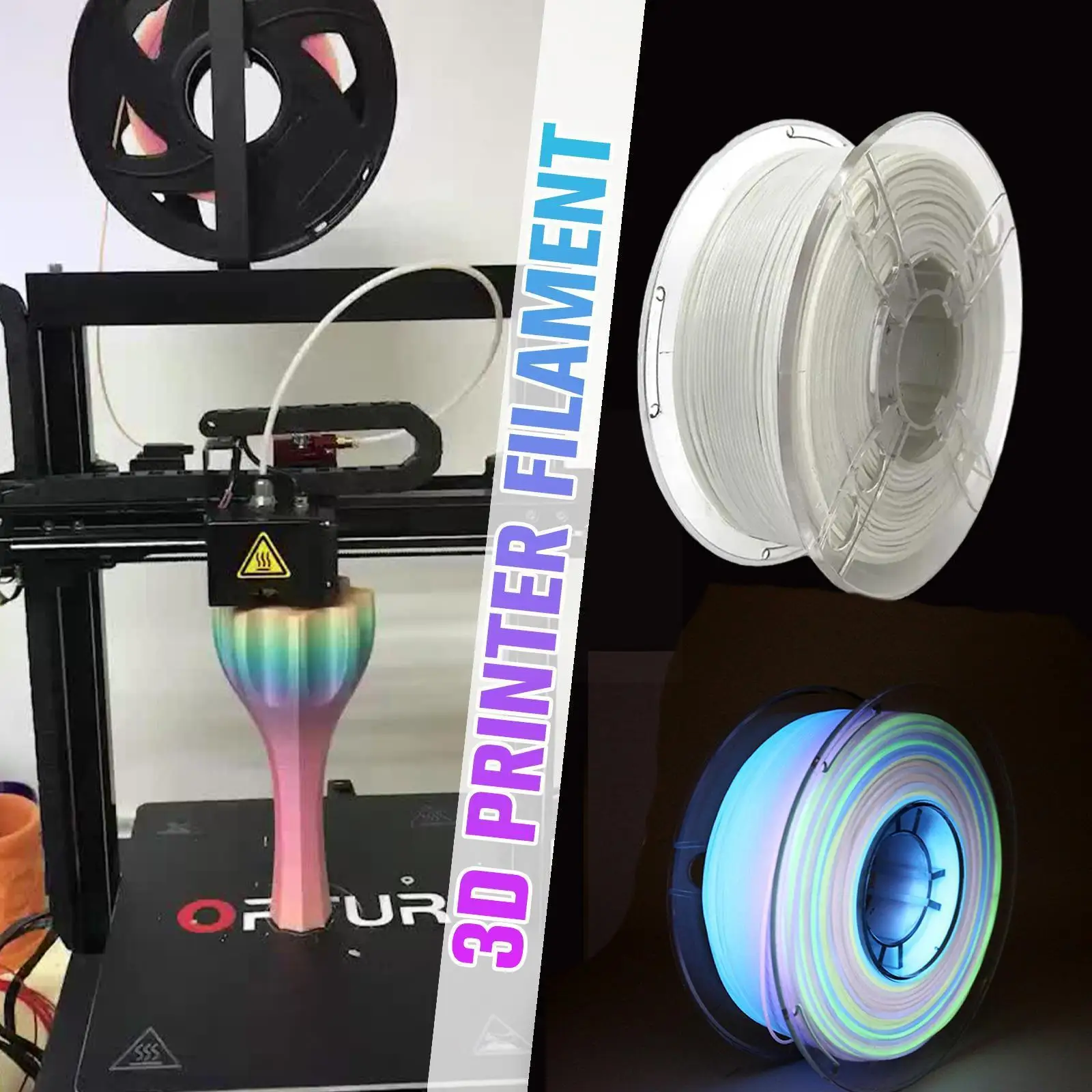 

Нить PLA светящаяся-Радужная для 3d-печати, 1 кг, 1,75 мм