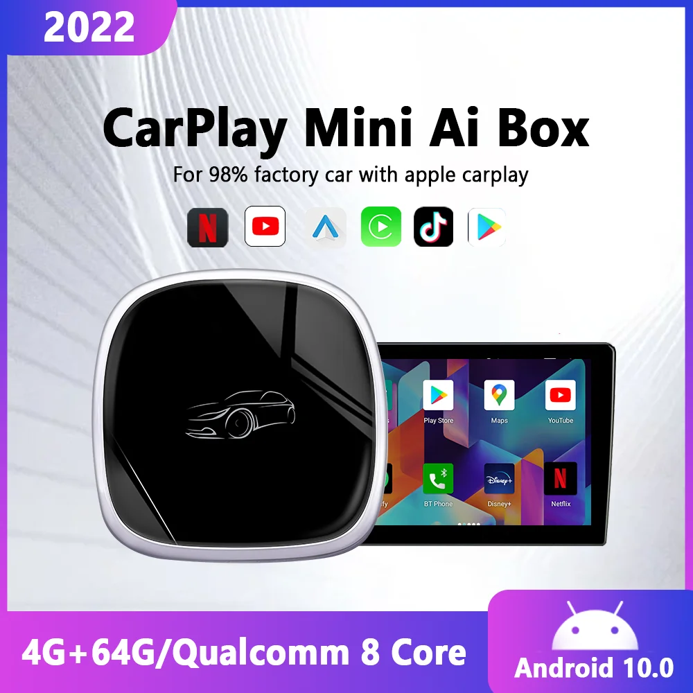 Андроид Авто Беспроводной КарПлей Ai Бокс Нетфликс 10.0 Система UX999MAX Qualcomm 8Core 4-64G Для Ford Kia Hyundai Audi Benz VW Mazda на.