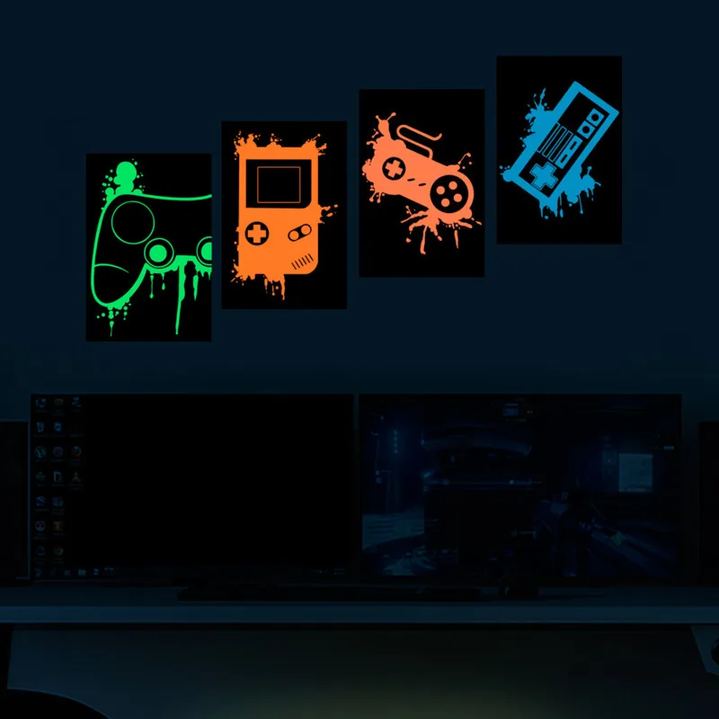 

4Types/set Creative Game Handle Luminous Wall Paste Children's Bedroom Luminous Home Decoration Self-adhesive Wall Stickers