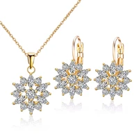 2022 new elegant romantic flowers zircon necklaces earrings sets for women simple personality charm jewelry set birthday gifts