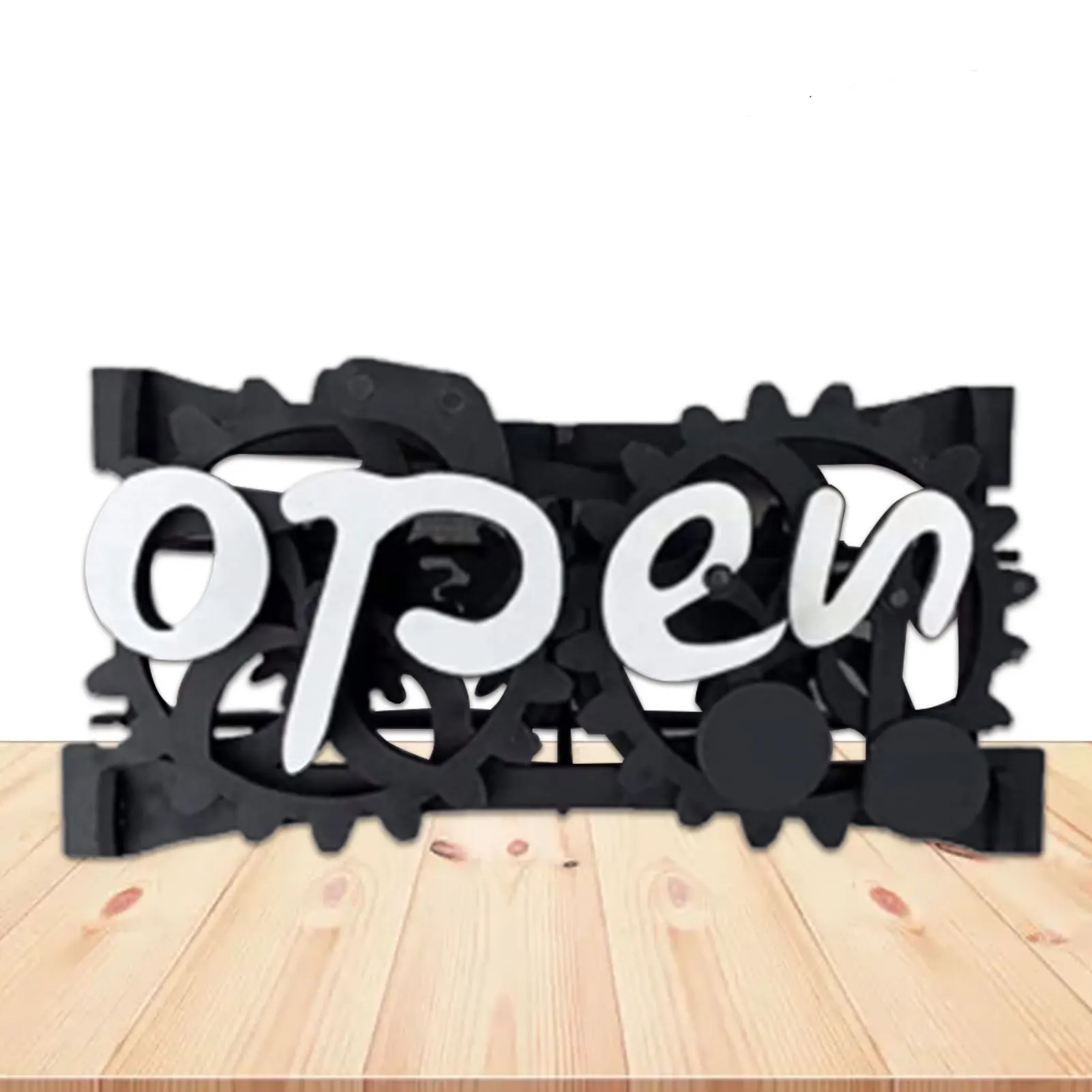 

Open Closed Sign Board Wooden Double Sided Business Open Mark Innovative Gear Mechanics Wooden Double Sided Open And Closed Sign