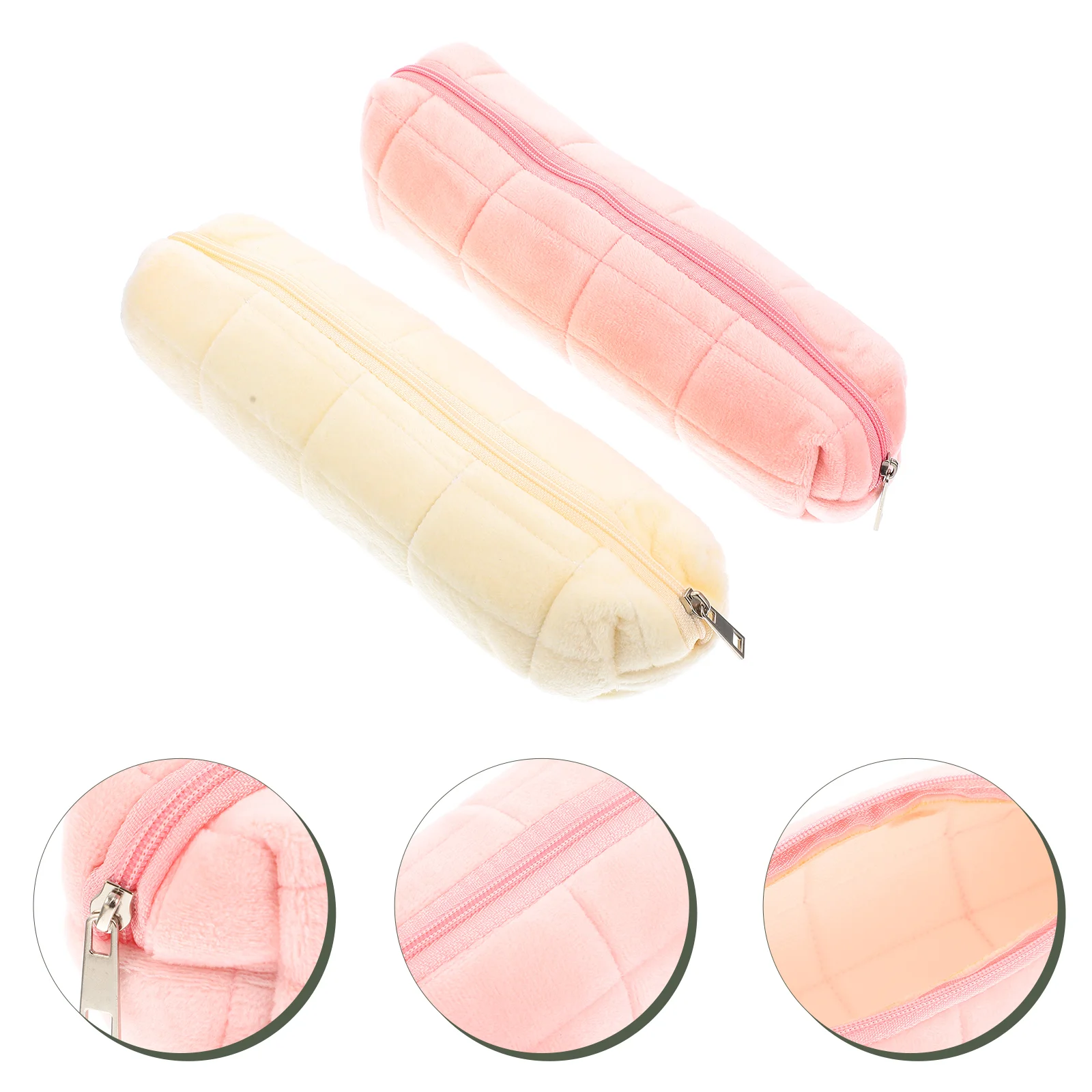 

2 Pcs Cases Girls Bag Portable Stationery Simple Style Flannel Container Student