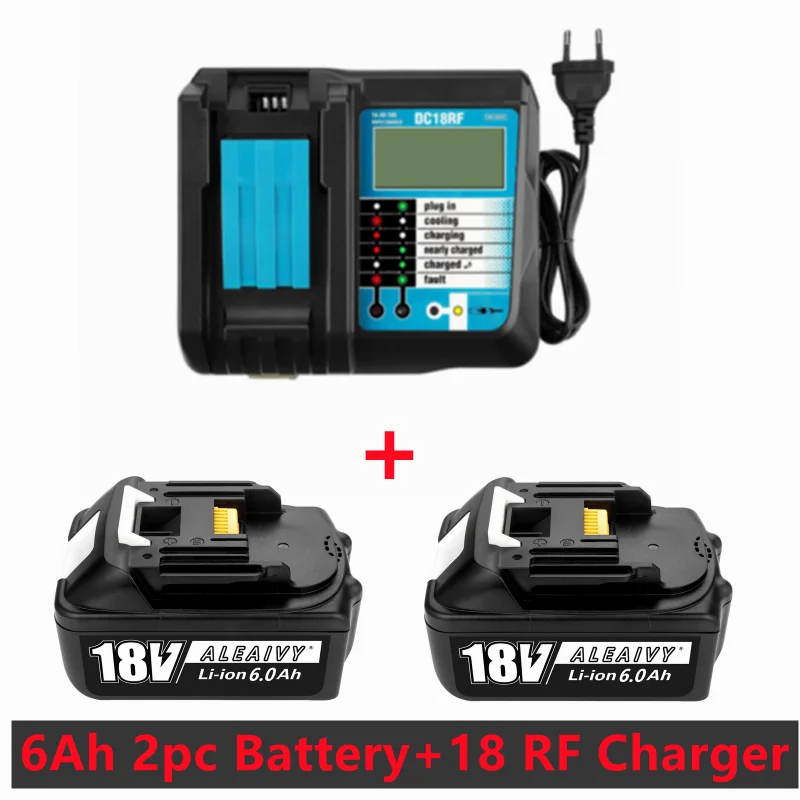 

Rechargeable Battery BL1860B 18V 6000mAh Backup Battery For Makita 18VBL1860 BL1840 BL1850 Cordless Drill With DC18RF 3A Charger