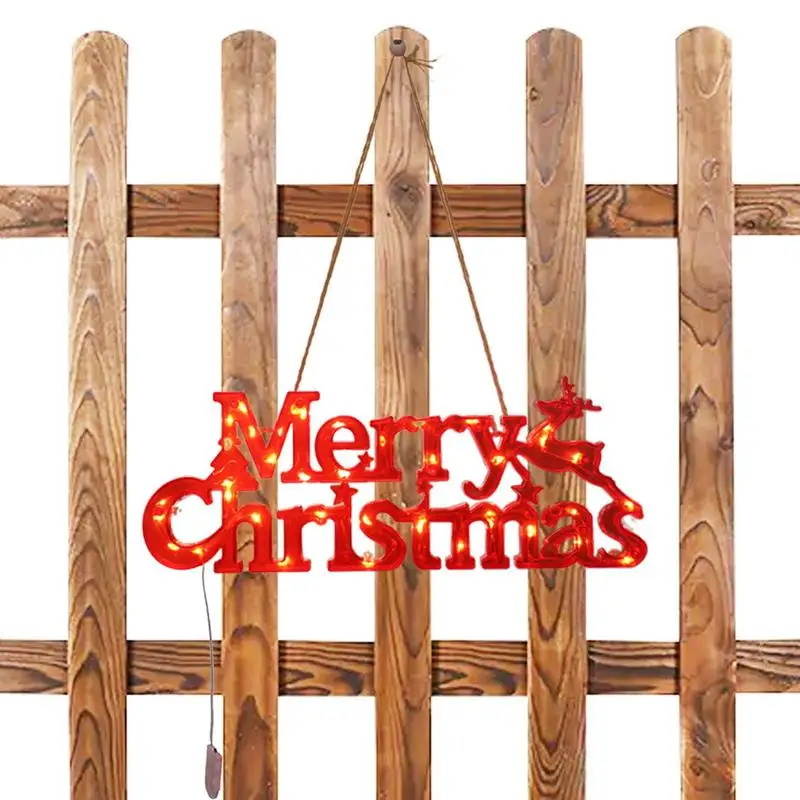 

Рождественская подсветка с надписью "Merry Christmas", уличные рождественские светильники на батарейках, теплый белый цвет, рождественские подвес...