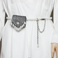 daeyoten mini pearl waist bag female rhinestone coin purse designer waistbag portable belt bag women luxury clear purse zm1288