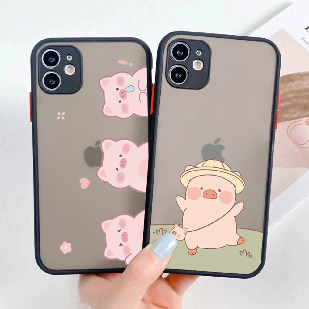 

Phone Case For iPhone 14 Plus 12 ProMax Cartoon Cute Pig Cases For iPhone 13 Mini 11 7 8 7Plus XR XS Max Hard Back Coque Cover