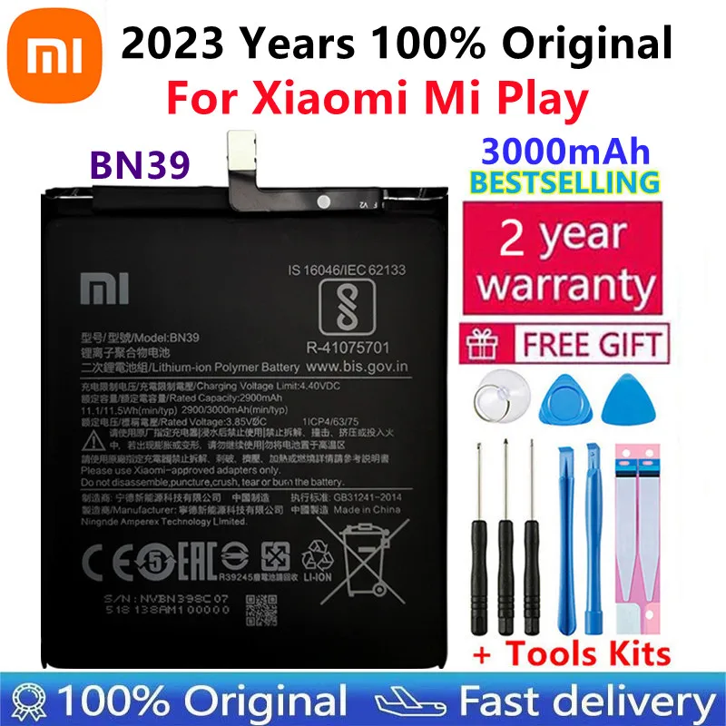 

100% Original Xiao Mi Original Replacement Battery BN39 For Xiaomi Mi Play Authentic Battery 3000mAh Mobile Phone Batteries