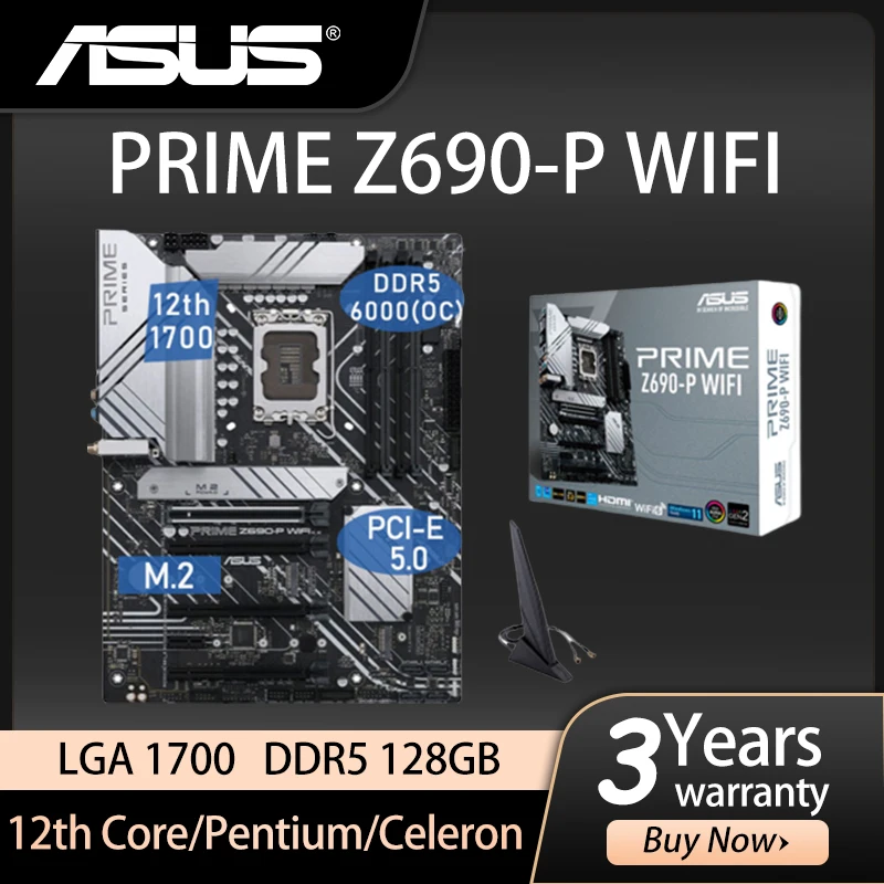 

ASUS LGA1700 PRIME Z690-P материнская плата с WIFI 128 ГБ DDR5 поддержка процессора Intel 12-го поколения PCI-E 5,0 Настольный ATX Z690 Лидер продаж