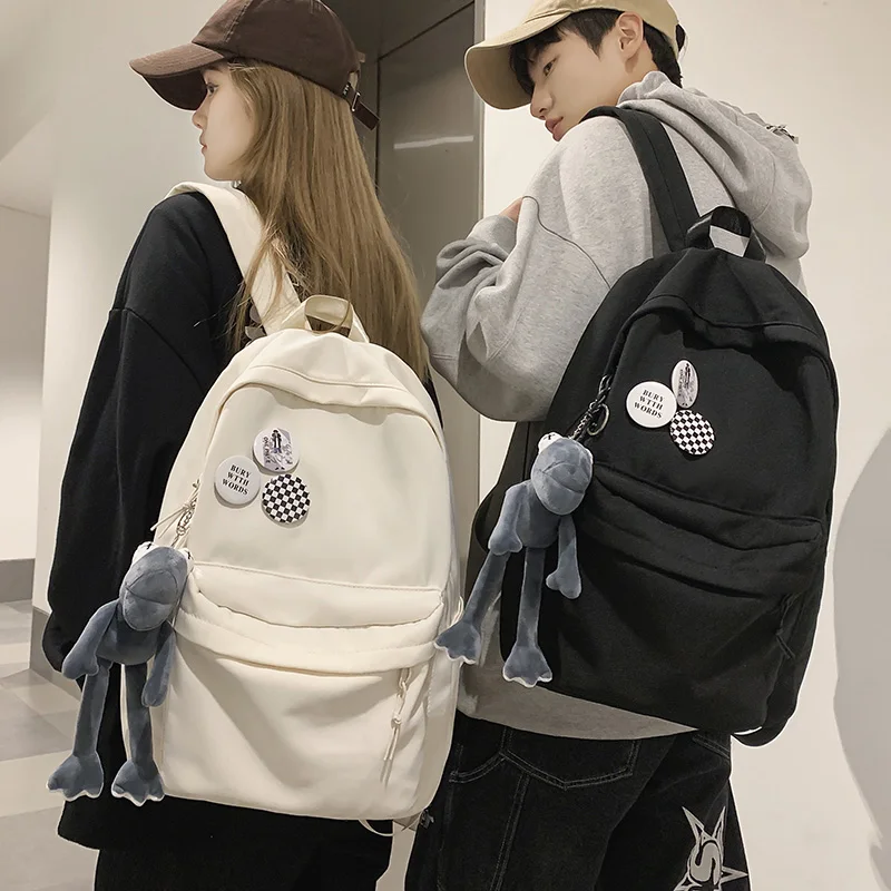 

SEETIC Waterproof Nylon Women Backpack Fashion Travel Backpack Unisex Anti Theft Laptop Bag Female Solid Color Student Bookbag