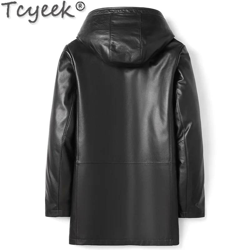 Tcyeek Мужские куртки из натуральной кожи Натуральный серебристый синий норковый