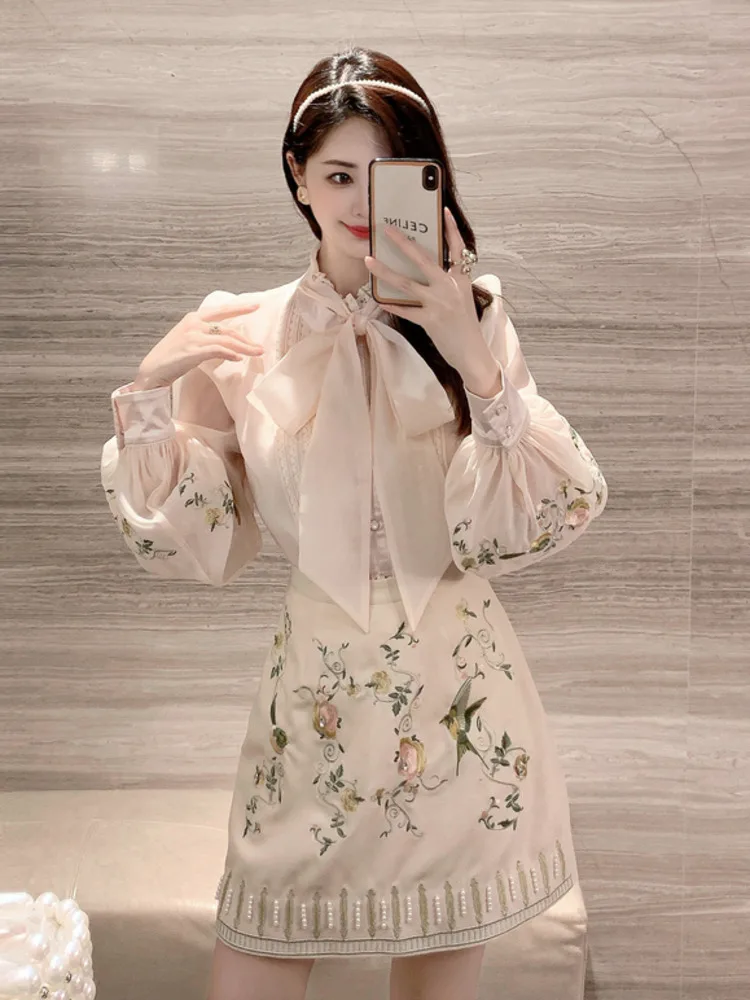 TDVICTORY Рубашка + Юбка из хлопка женский комплект