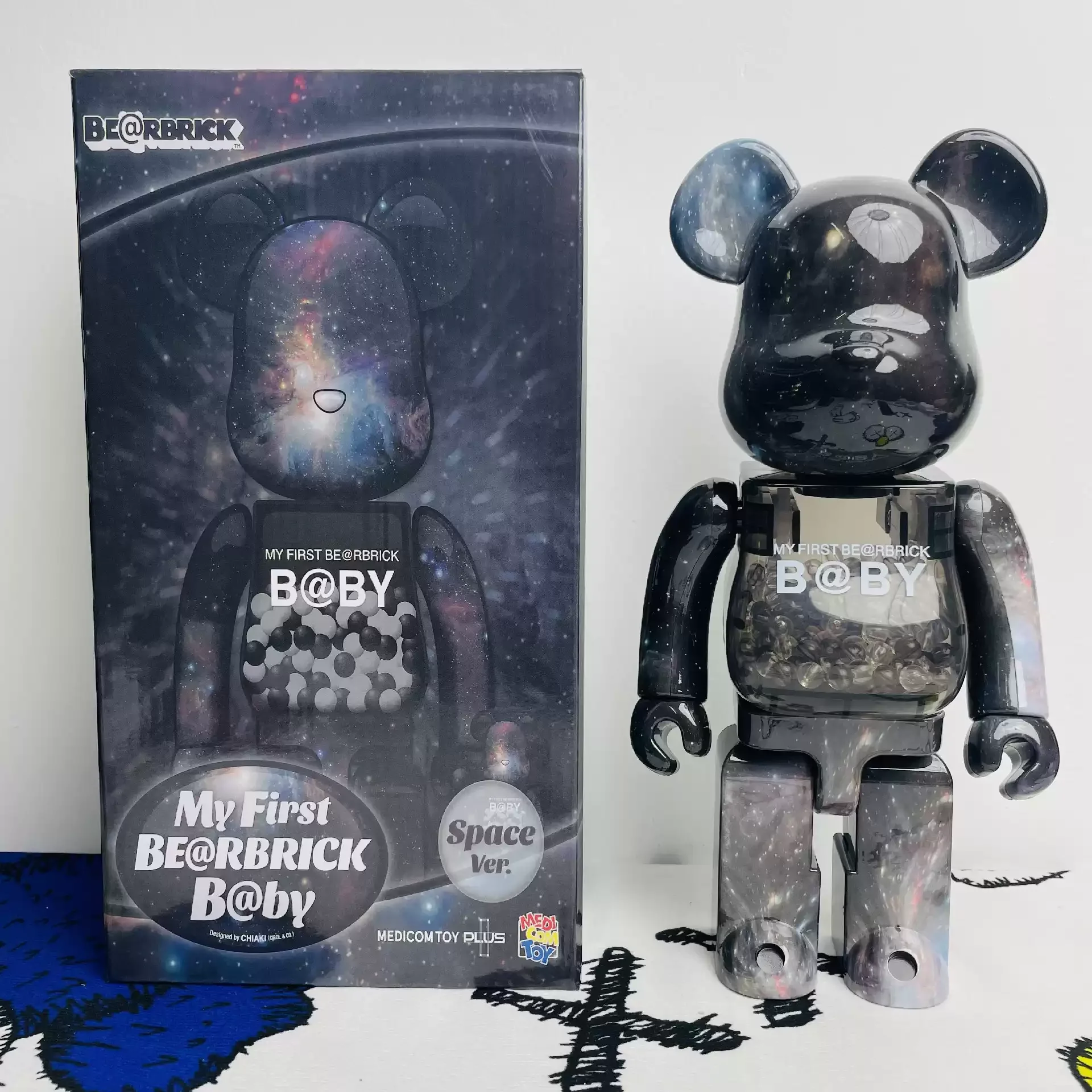 

Starry Sky Qianqiu bearbrick 400% 28cm building block bear gift doll joint rotation with sound Be@rbrick ABS Plastic Gift figure