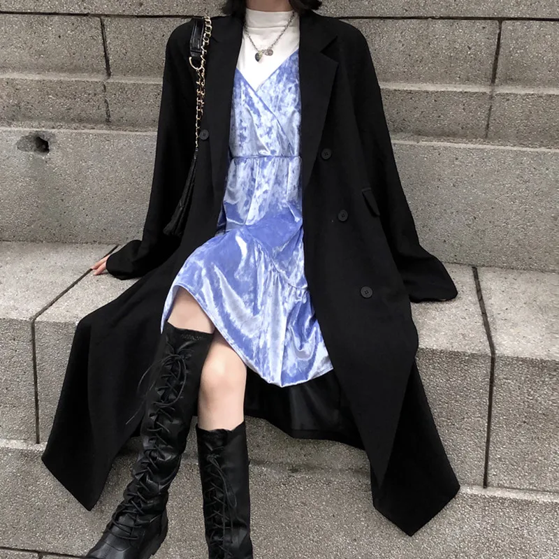 

2022 Y2k Autumn French Retro Solid Colored Woolen Cloth Long Model Winter Coat For Women Free Shipping