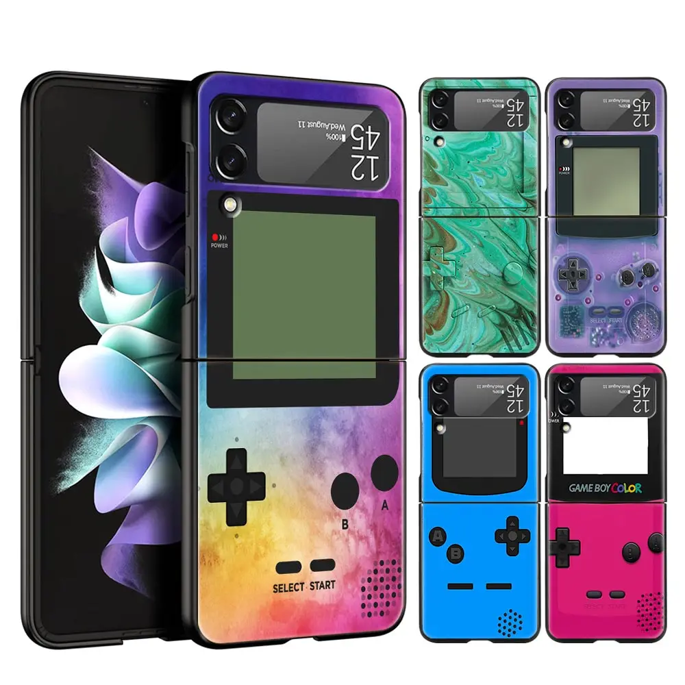 

For Samsung Galaxy Z Flip 3 4 5G Hard Black Folding PC Phone Case Gameboy Boy Game For Samsung Z Flip3 Back Cover Protect Shell