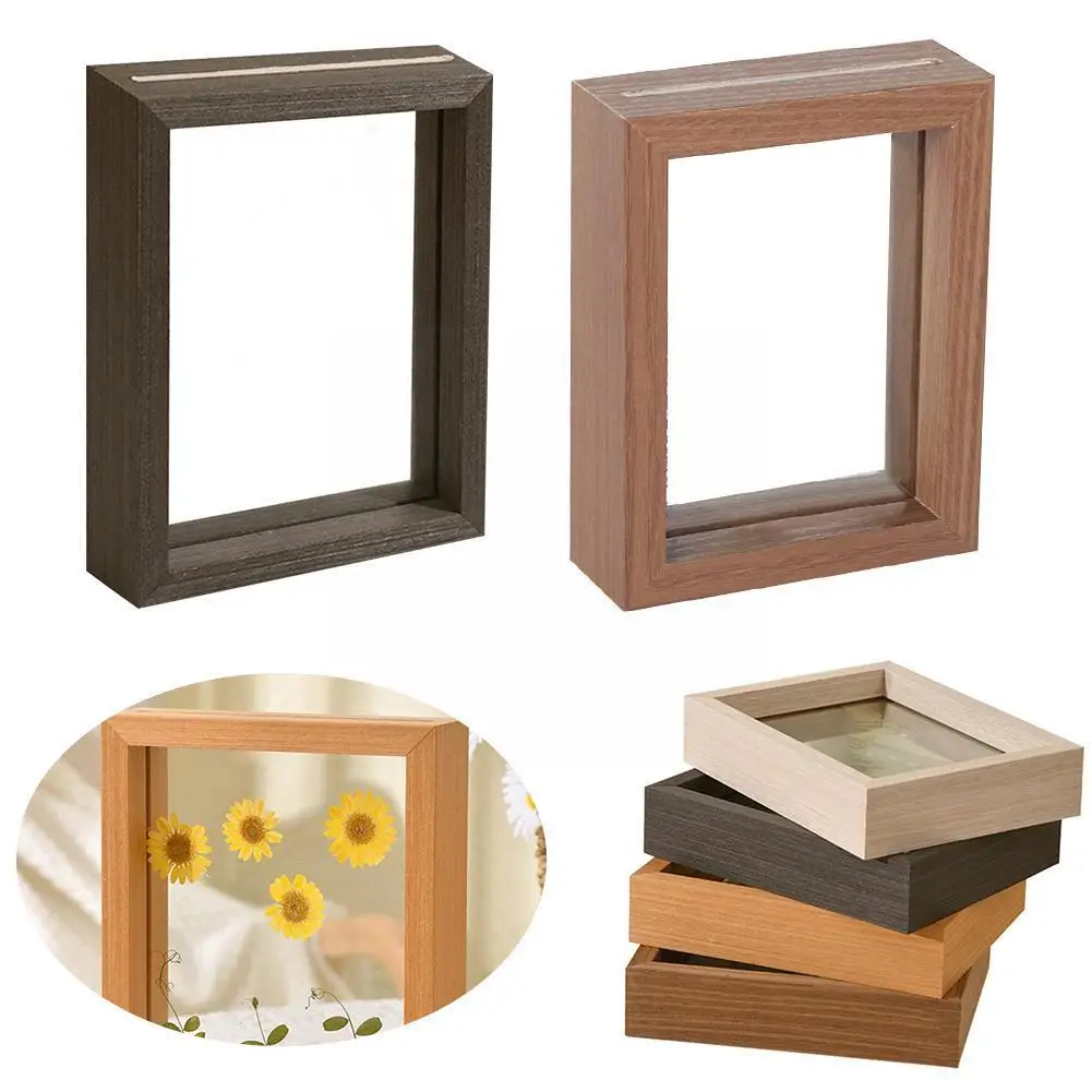 

6/8inch Wooden Creative Double-sided Glass Plant Specimen Photo Transparent Frame Frame Color Photo Frame Log Photo Wooden Y2C1