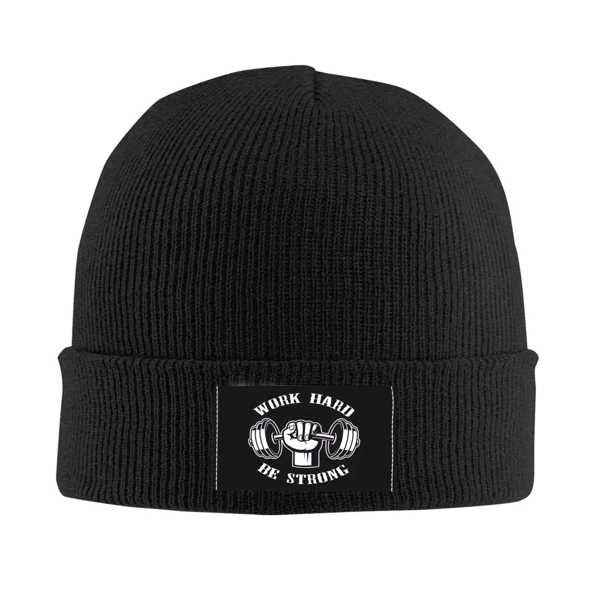 

Work Hard Be Strong Gym Motivational Quote Bonnet Hats Street Knitted Hat Warm Winter Bodybuilding Workout Skullies Beanies Caps