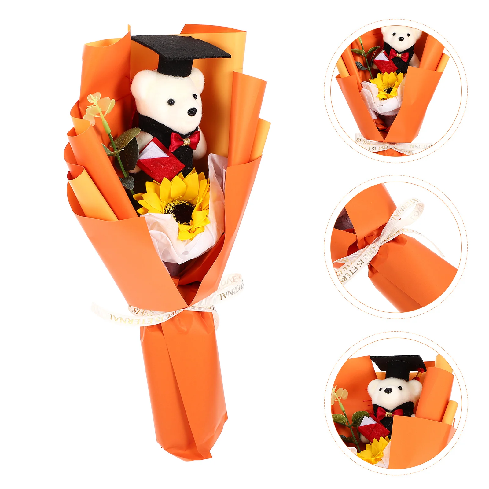 

Graduation Bouquet Bear Ornament Commencement Presents Gift Figurine Graduates Accessories Craft Plush Baby