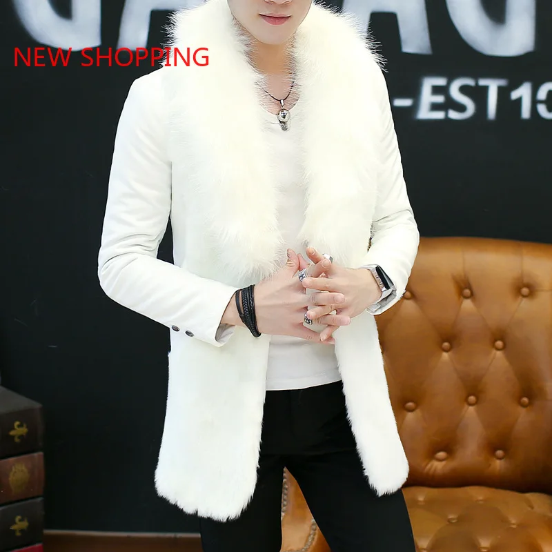 Men Parka Fake Fur Parka Men Fashion Winter Jacket Fluffy Raccoon Fur Hooded Coat Cotton Lining Jackets Man Warm Fur Coats 2023