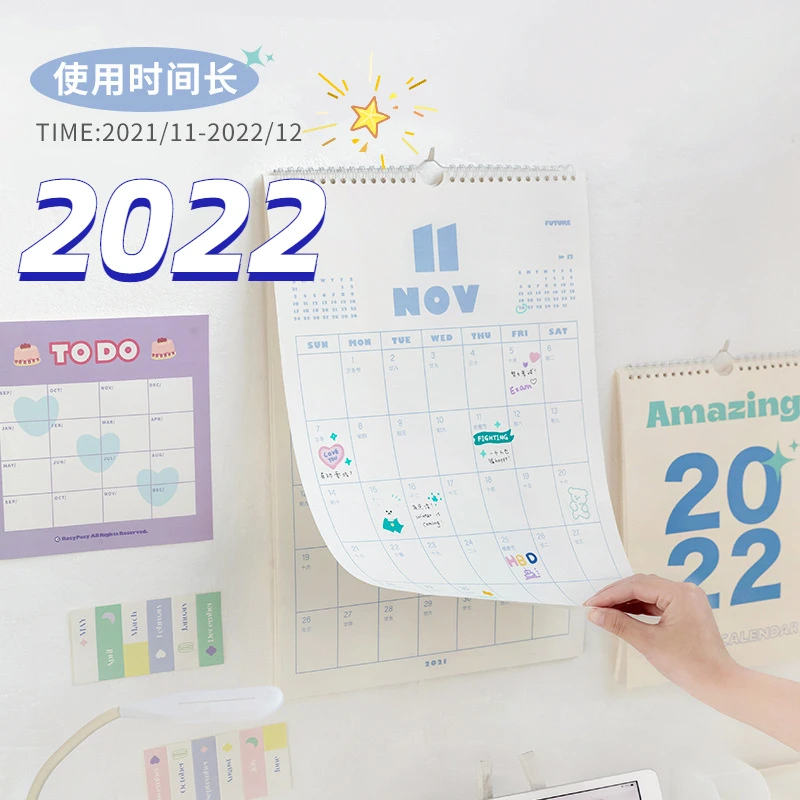 

Планировщик на 2022 год, милый календарь 2022, настенный Декор для дома, календари, часы в блочном офисе, товары для фотографий 365