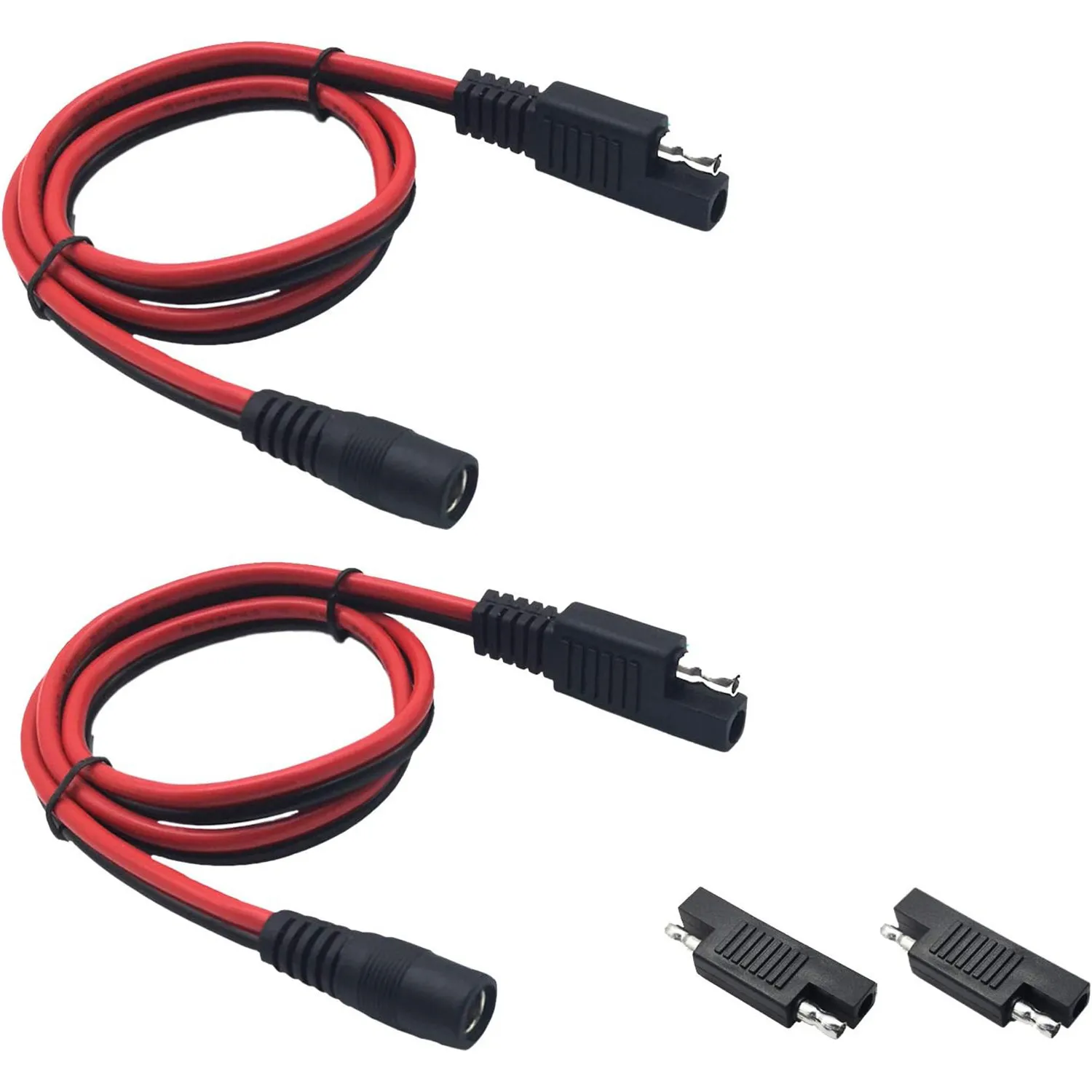 (2 Pack) SAE Plug to DC 5.5 x 2.1mm Female Adapter Cable with SAE Polarity Reverse Adapter for Solar Panel Charger and Automotiv
