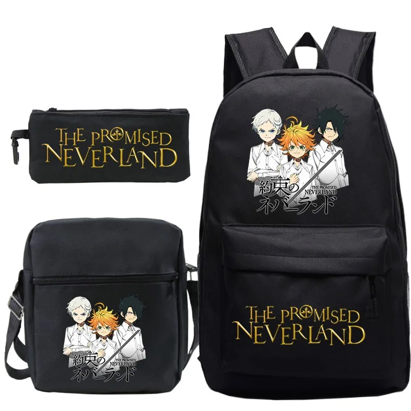 

The Promised Neverland Backpack 3 Pcs Set Pencil Case Shoulder Bag Student Book Bag Boys Girls Anime Knapsack Laptop Bag Mochila