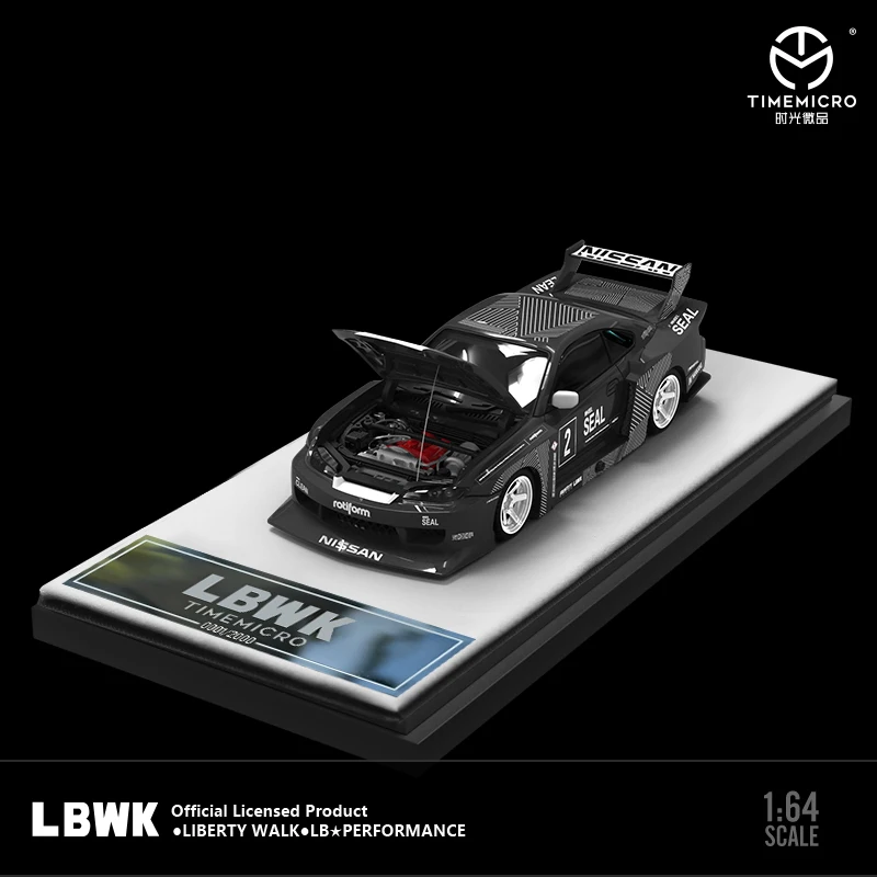 InStock TM версия с открытой крышкой 1:64 Nissan S15 LBWK модифицированная черная латте краска