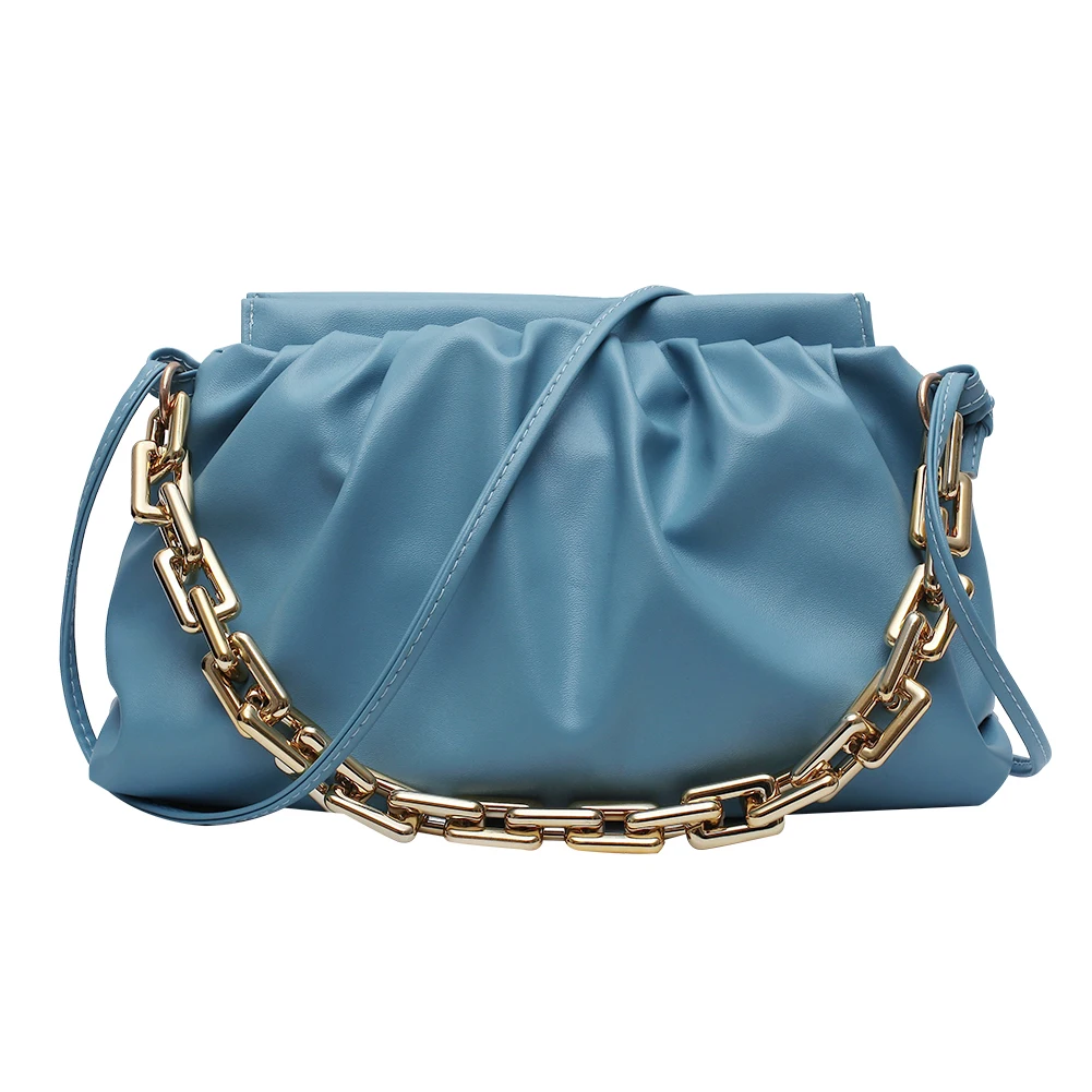 

Popular Simple Female Daily Bag Fashion Cloud Crossbody Bag Women PU Leather Pleated Shoulder Messenger Handbag