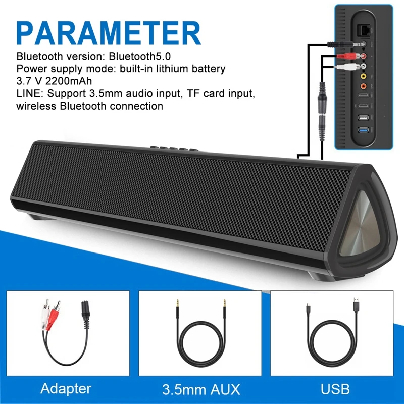 

Wireless Bluetooth Speaker Computer TV Game Audio USB Sound Card Digital Smart Projector Atmosphere Light Speaker