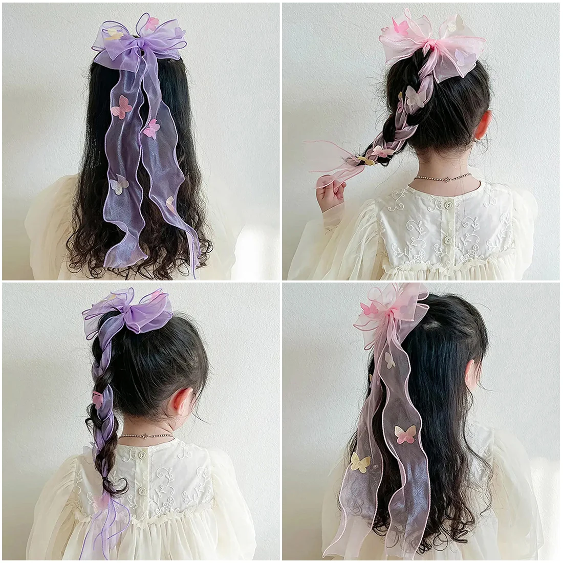 

1PC Girls Colorful Large Bows Ribbon Hair Clips Sweet Children's Hairstyle Tool Duckbilled Hairpin Hair Accessories For Women