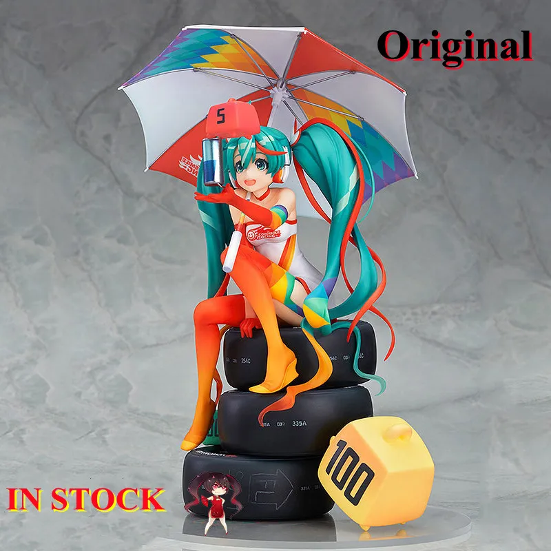

Фигурки героев аниме Hatsune Miku, оригинальные Гоночные Игрушки Hatsune 2015, 30 см, фигурка Мику из ПВХ, модель масштаба 1/8, упакованные в коробку фигур...