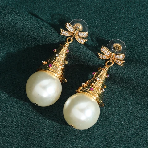 Золотые серьги-капельки LOVE GREEN LIVE GREEN с жемчугом