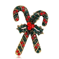 tulx rhinestone christmas crutch brooches for women vintage jewelry clothing accessories scarf clip xmas gifts