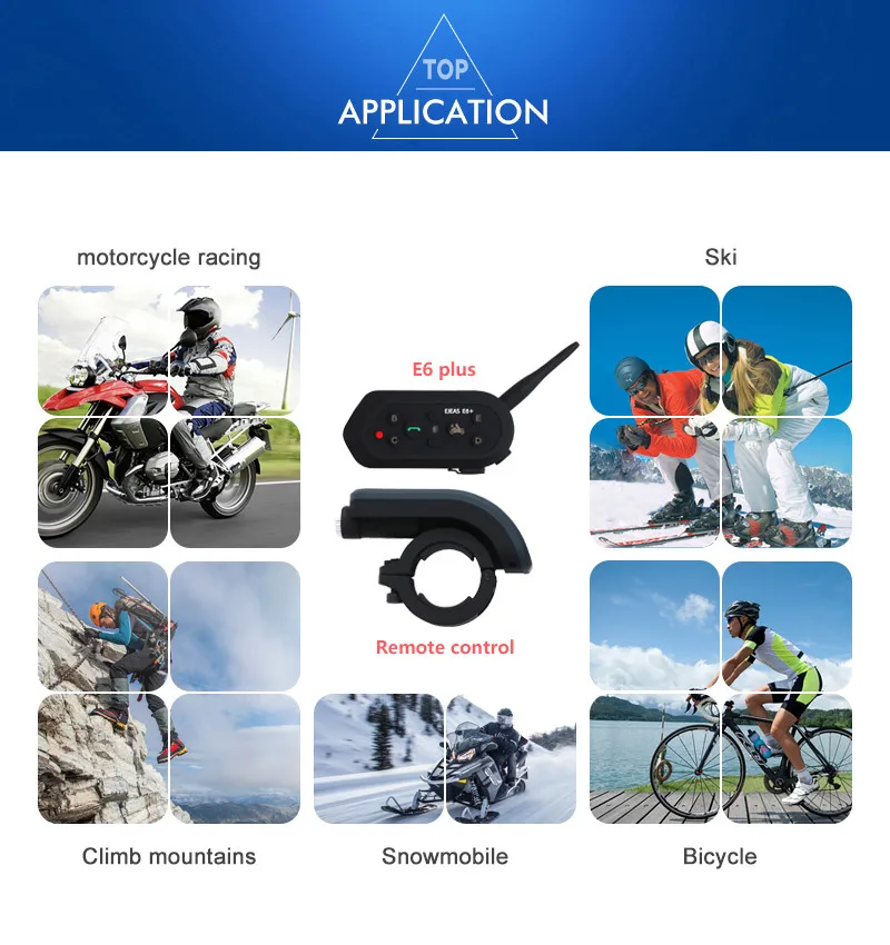 EJEAS E6 Plus Bluetooth Motorcycles Helmet Intercom Handle 1200M Communicator Interphone Voice Trigger Remote Control 6 Riders enlarge