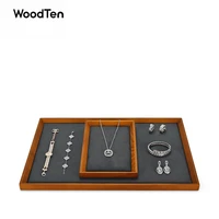 woodten large solid wood jewelry display tray pendant ring display trays with microfiber for shop cabinet jewelry dish newly